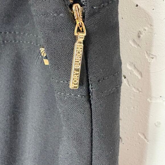 Tory Burch Womens Azalea Slim Pants Wool Blend Side Zip Gold Logo Medallion 8 - Picture 8 of 8